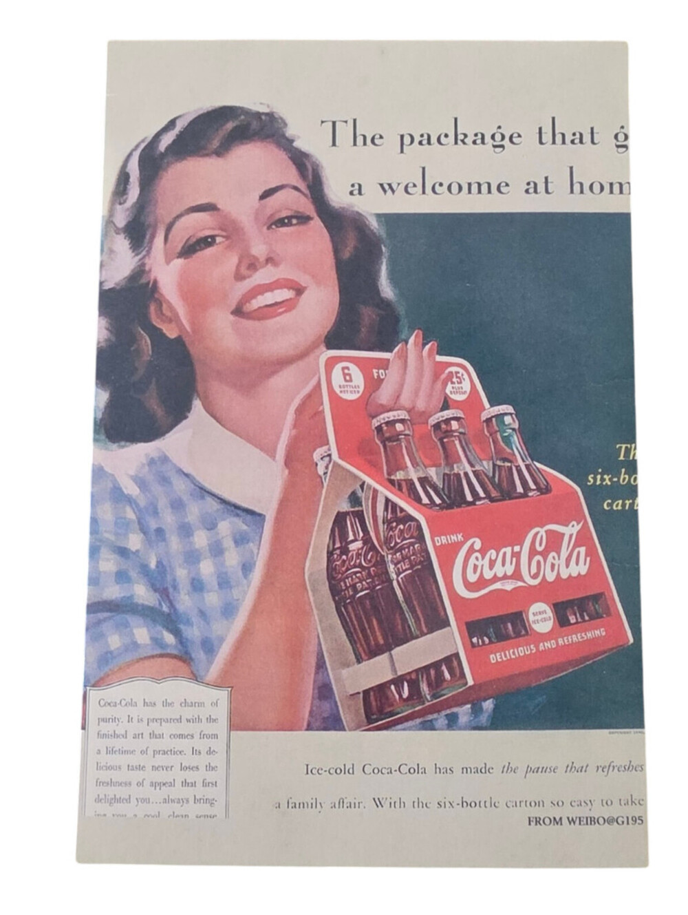 Vintage Repro 1940 Coca-Cola magazine advertisement Postcard Size